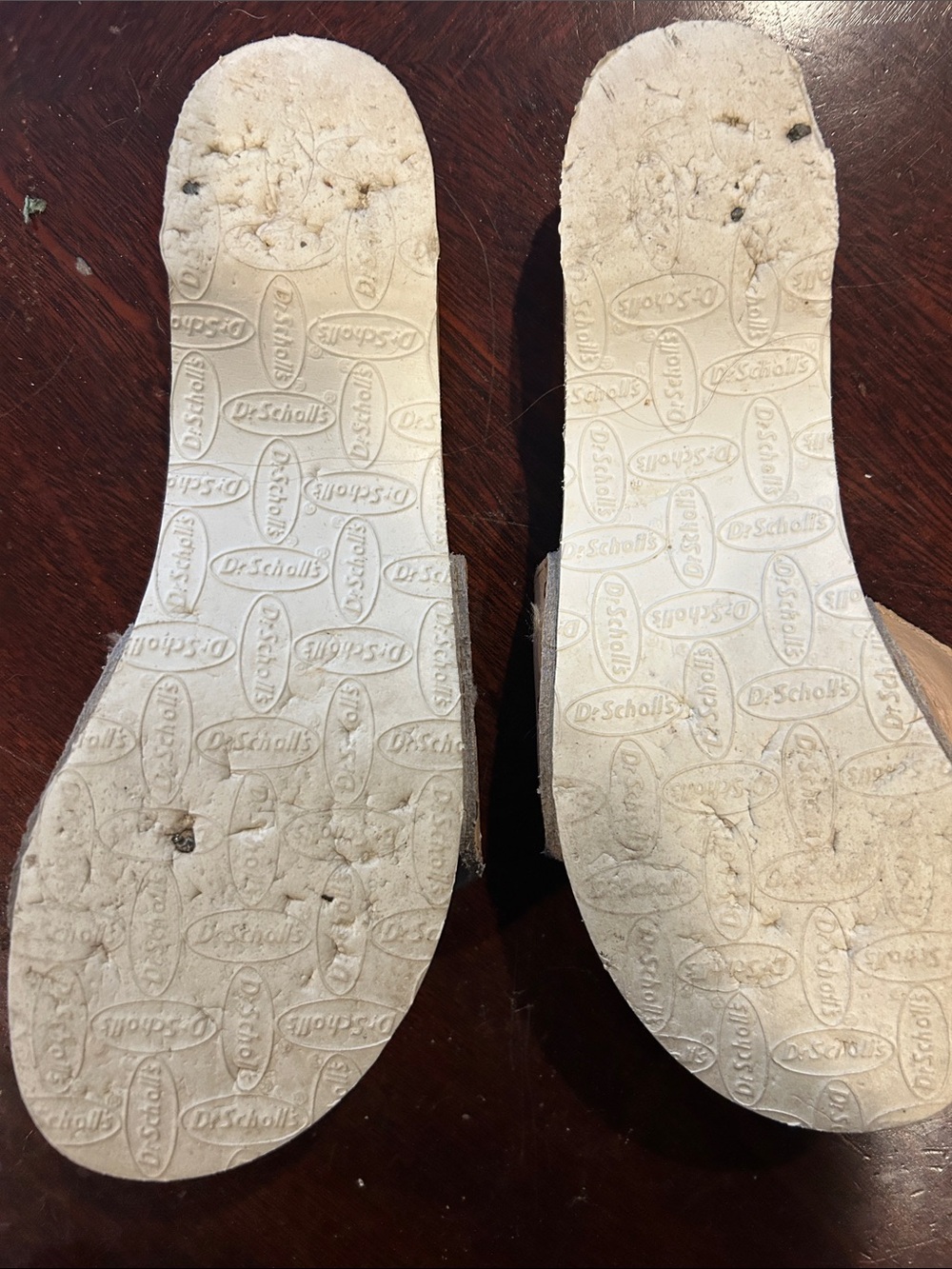 Dr. Scholl's Nude Leather Slide Mules with Gold Buckle - Picture 2 of 2
